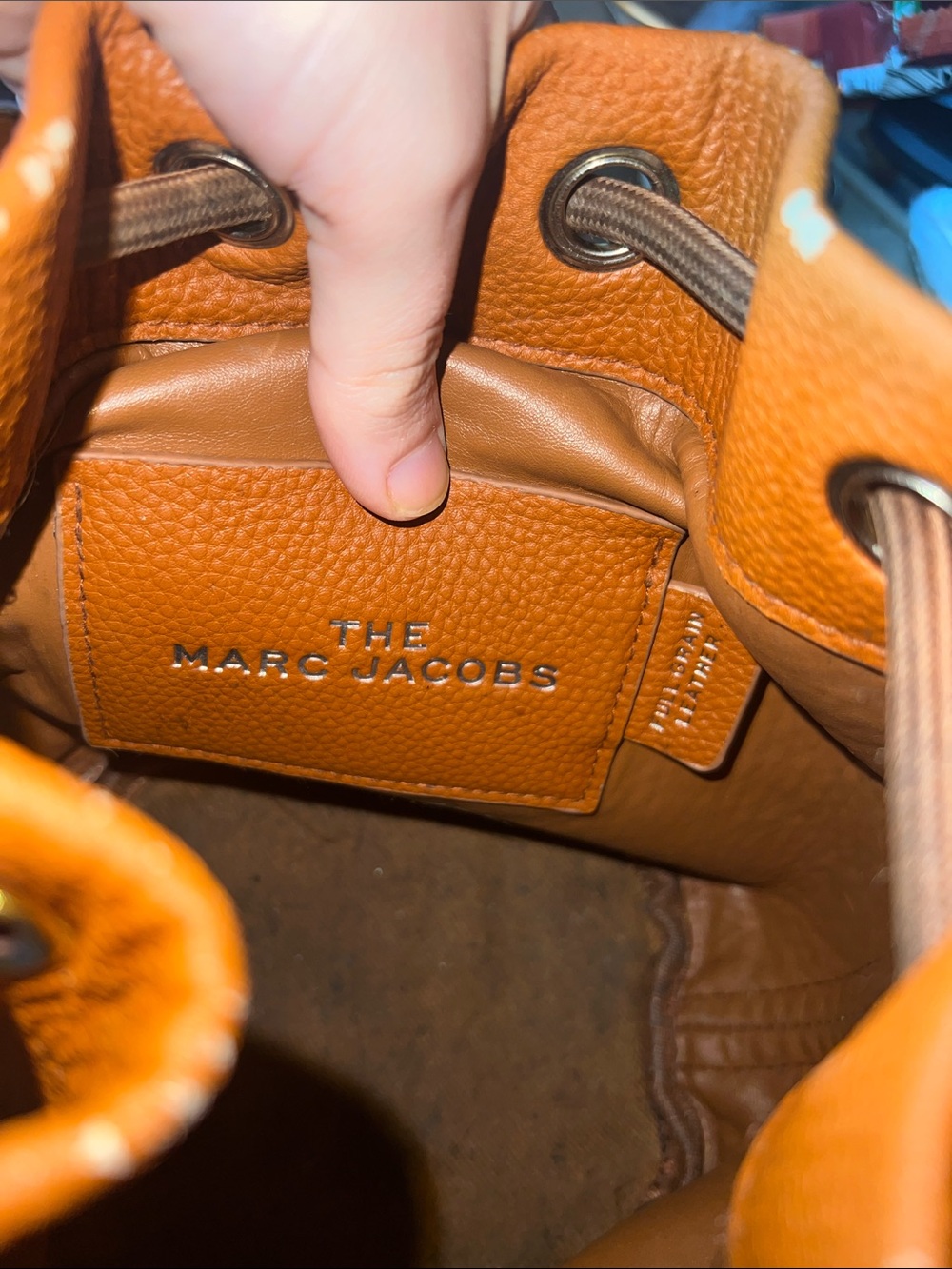 Original Worn Marc Jacobs Orange Drawstring Bucket Bag with Braided Handle - Picture 13 of 14